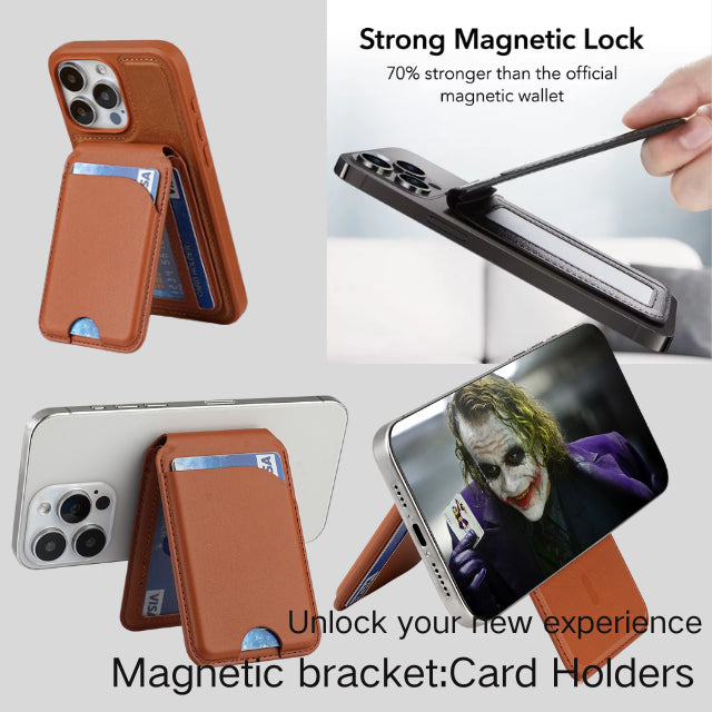 NNEDSZ Dark Purple MagSafe Magnetic Wallet with Stand - PU Leather Card Holder for iPhone